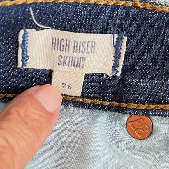 Madewell Jeans Women 26 Blue High Riser Skinny Medium Wash Distressed Stretch - Picture 3 of 11